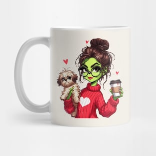 Dog Mom Green Girl Christmas Mug